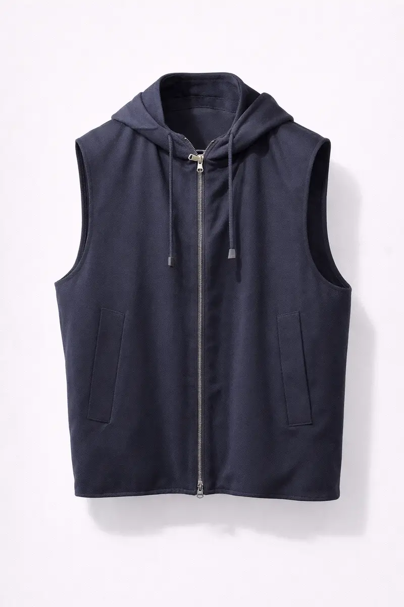 Navy Hooded Vest By Studio 73 1