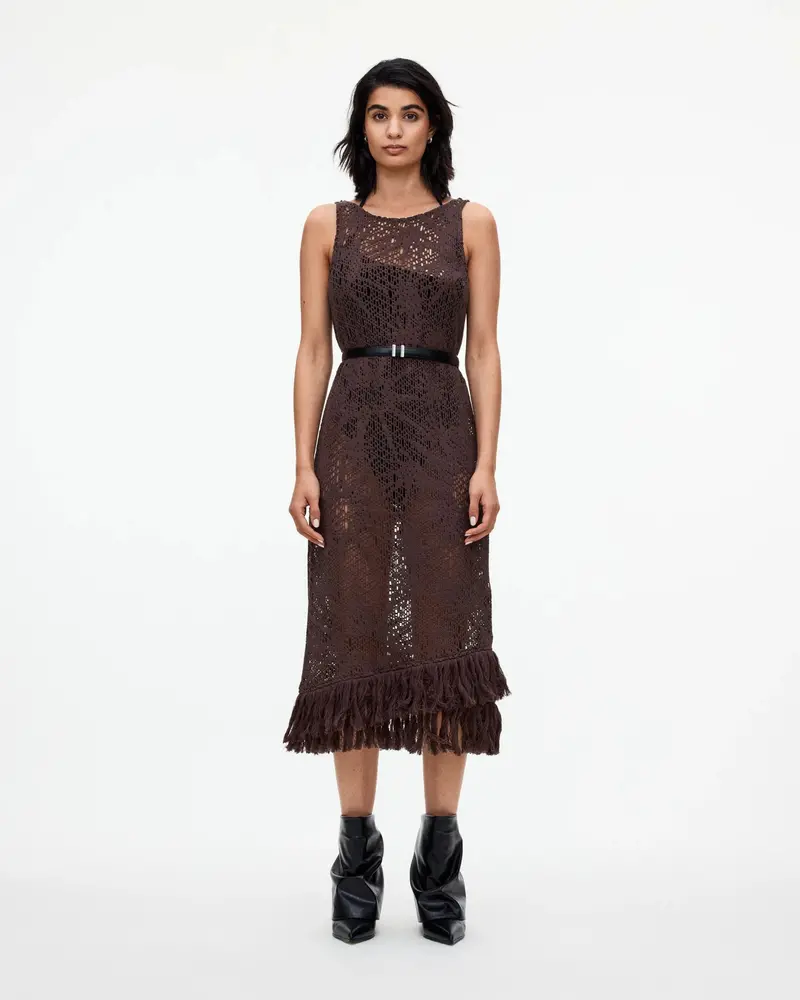 Oas Astrea Ari Brown Crochet Maxi Dress 1