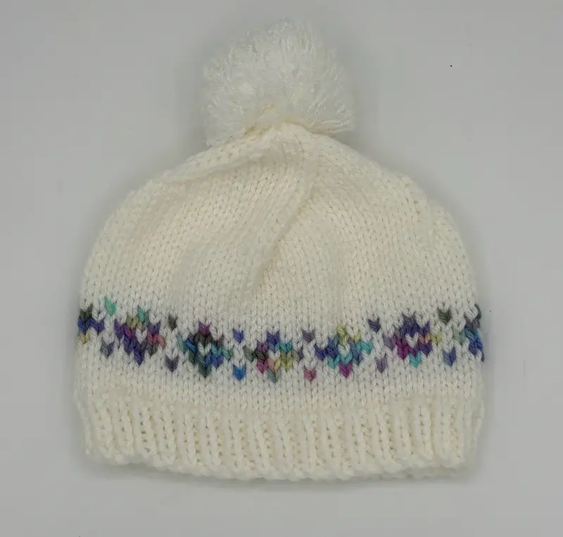 Pastel Fair Isle Knit Beanie With Pom-Pom (Child Large) 1