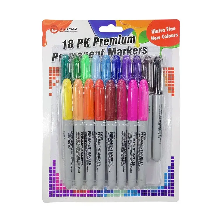 Permanent Marker Set – 18-Color Assortment, Quick-Dry Ink 1
