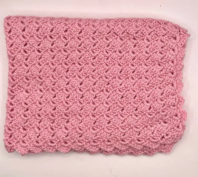 Pink Acrylic Crochet Stroller Blanket For Babies 1