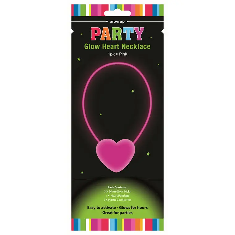 Pink Heart-Shaped Glow Necklace – Soft Led Light 1