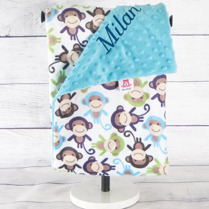 Playful Monkey Print Throw Blanket 1
