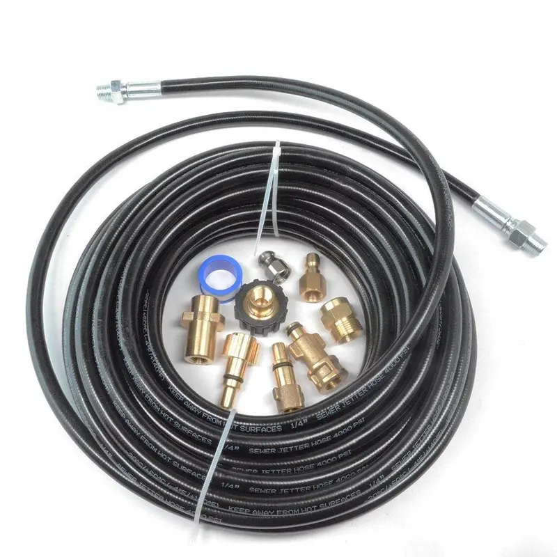 Pressure Parts Sewer Line Jetter Kit – 1/4-Inch × 100-Foot Hose With Nozzle 1