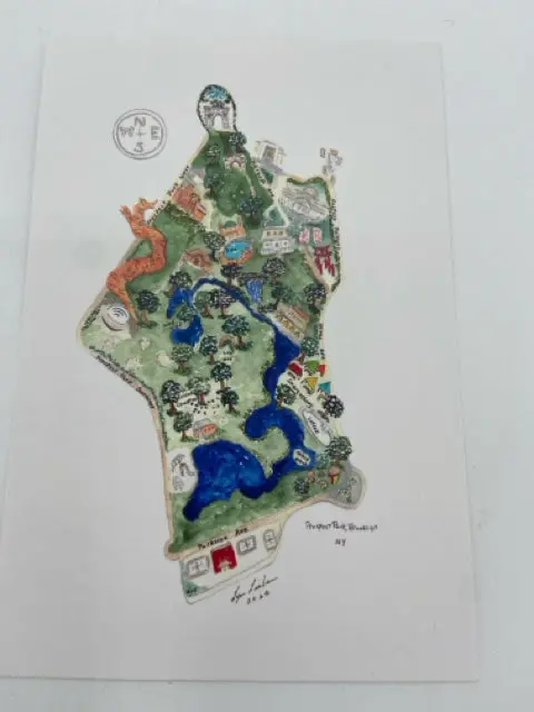 Prospect Park Illustrated Map Postcard 1