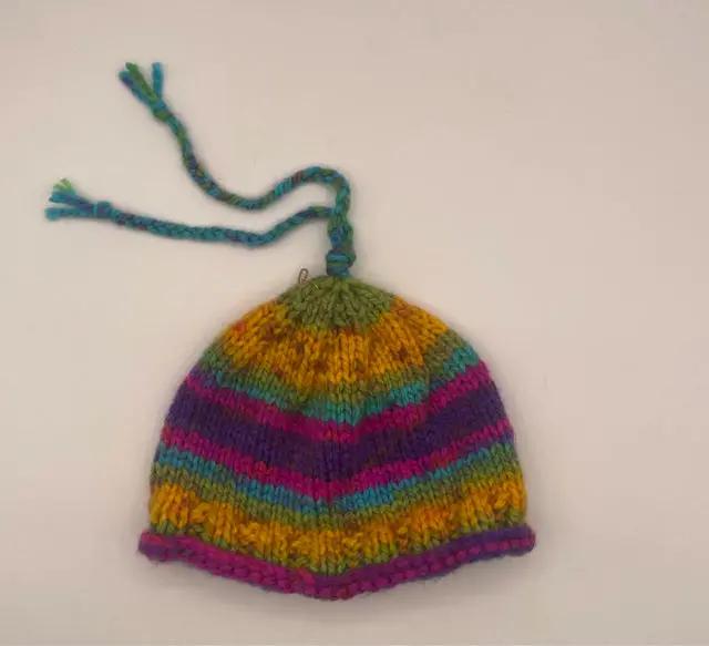 Rainbow-Colored Acrylic Knit Beanie For Kids (Size L) 1