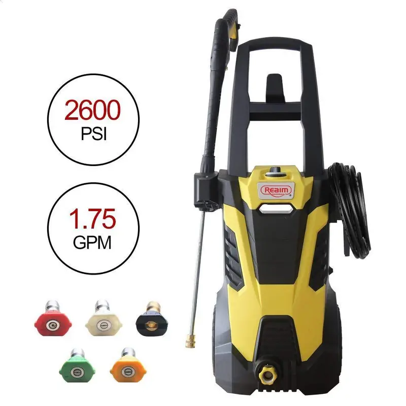 Realm By02-Bimk 2600 Psi Electric Pressure Washer – Brushless Induction Motor, 5 Nozzle Set, Low-Noise Operation (Yellow/Black) 1