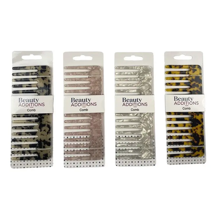 Rectangular Styling Comb – Durable Design, Assorted Patterns (4-Pack, 15 Cm) 1