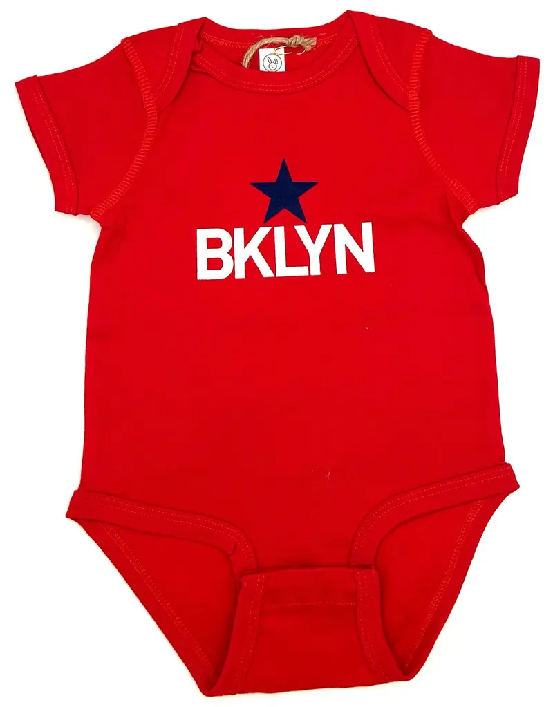 Red Brooklyn Star Newborn Onesie – Premium Knit Bodysuit 1
