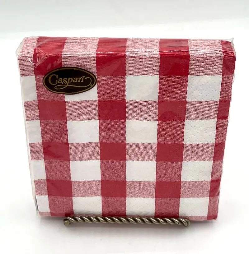 Red Gingham Cocktail Napkins Set 1
