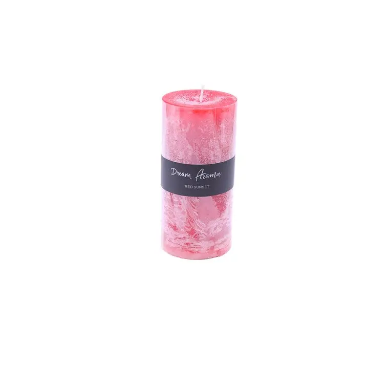 Red Sunset Inspired Large Pillar Candle – Warm Amber Blend 1