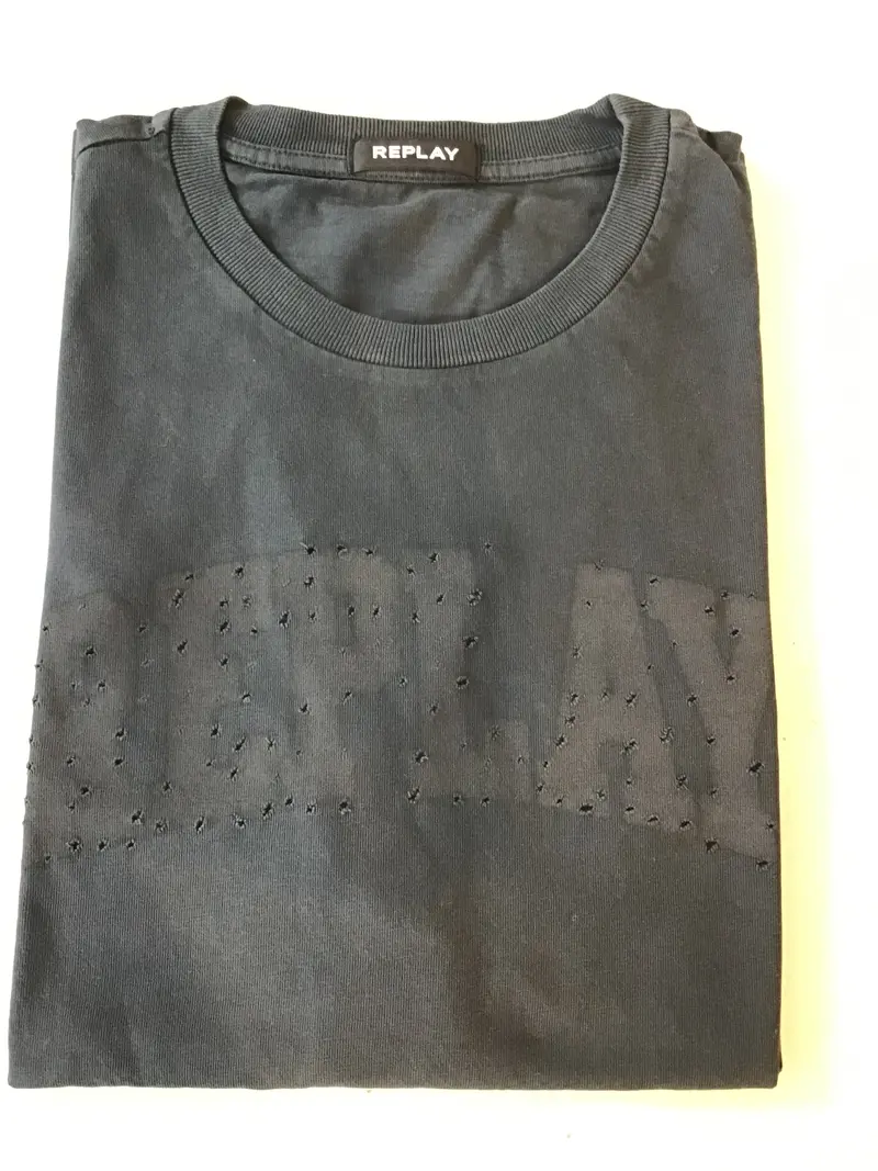 Replay Black Dots Logo Cotton T-Shirt 1
