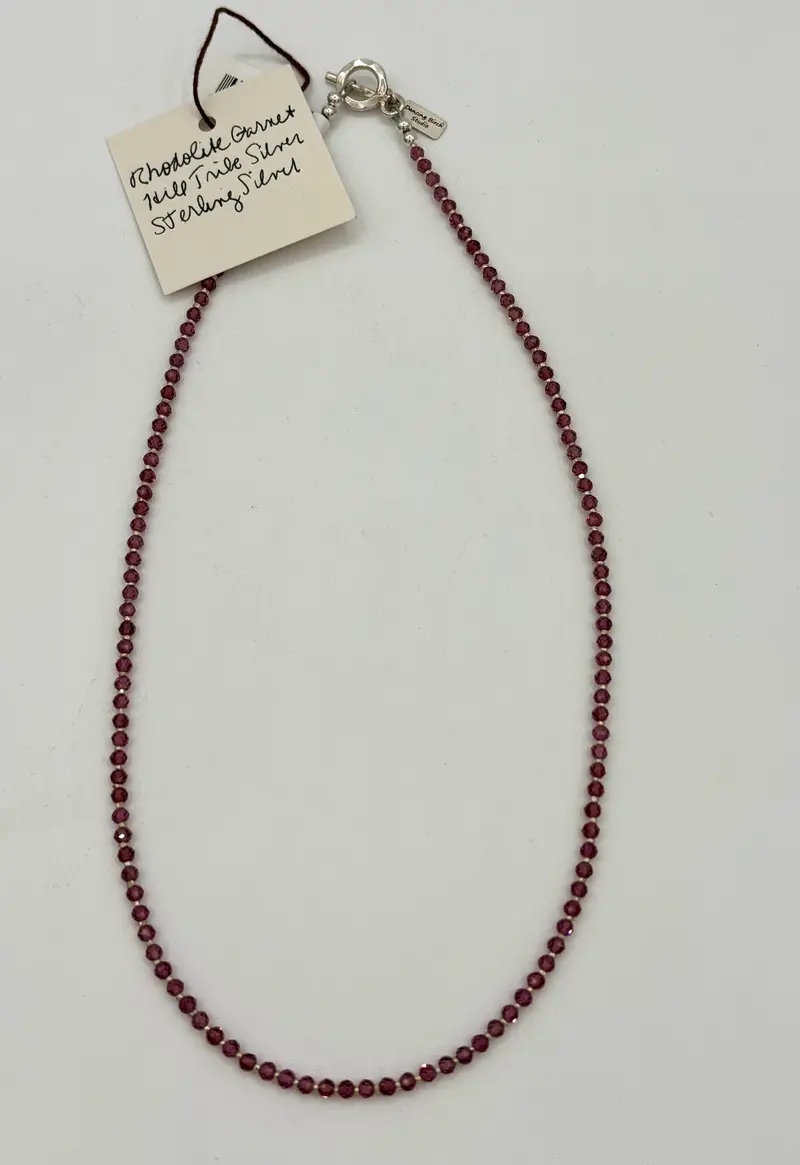 Rhodolite Garnet Gemstone Necklace With Hill Tribe Silver Elements 1