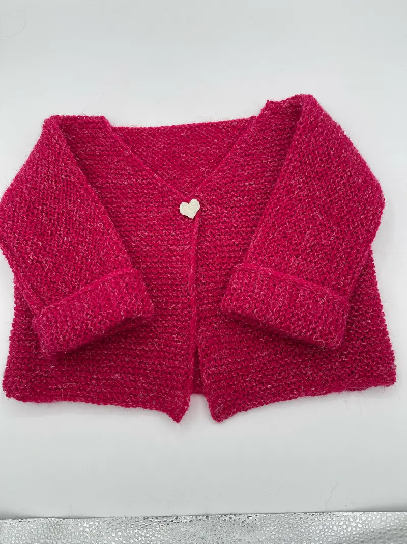Rhubarb Pink Knit Sweater For 18-Month-Olds 1