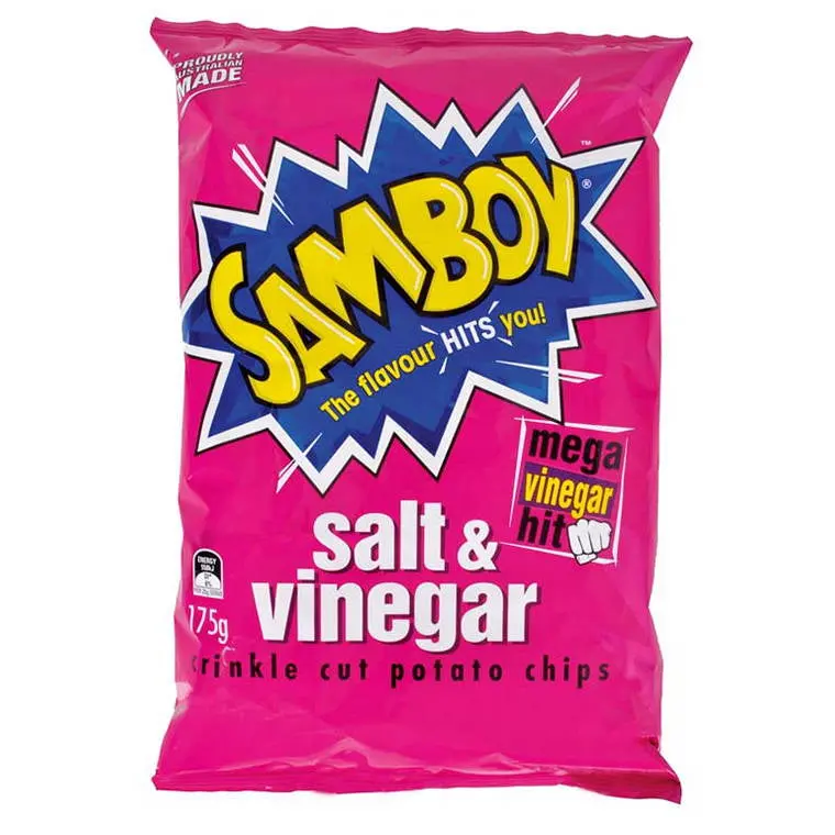 Samboy Salt & Vinegar Potato Chips – 175G Crispy Snack 1