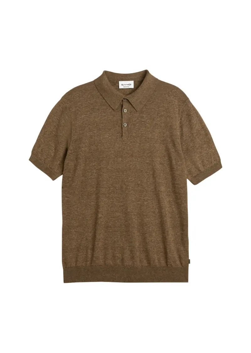 Sand Rico Knit Polo – Rich Dark Camel 1