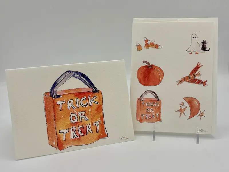 Set Of Themed Halloween Greeting Cards 1