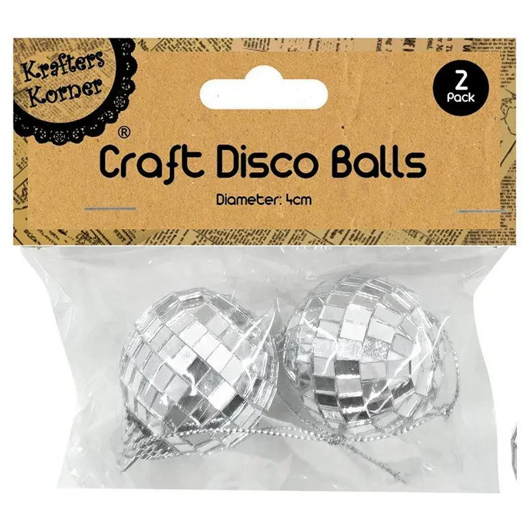 Set Of Two 4Cm Mini Disco Balls – Glittering Craft Ornaments 1