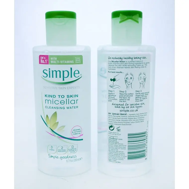 Simple Kind To Skin Micellar Cleansing Water – Gentle Face & Eye Makeup Remover (200Ml) 1