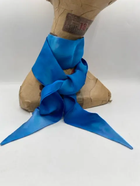 Slim Blue Silk Scarf For Women 1