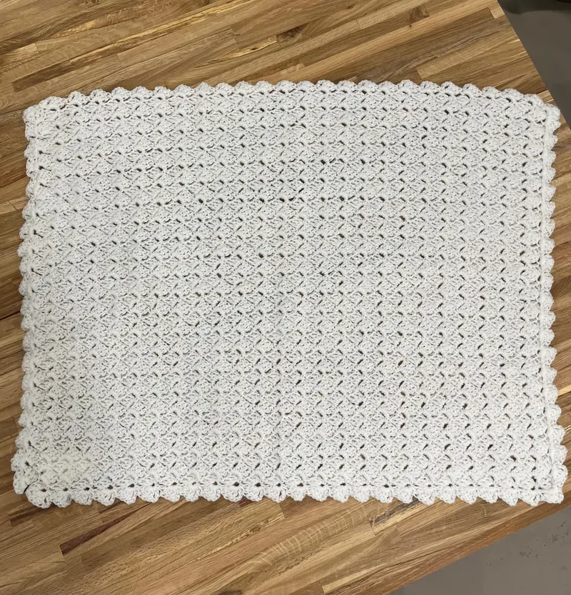 Soft White Acrylic Crochet Baby Blanket 1