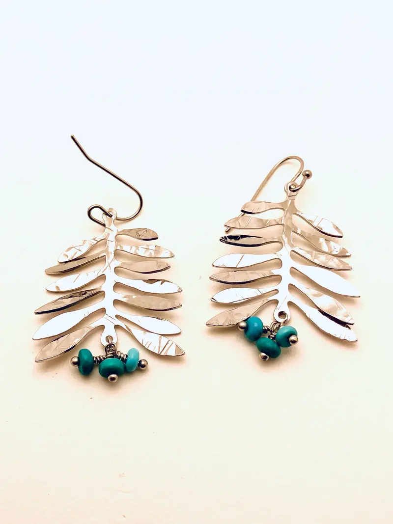 Southwest-Inspired Vine Earrings Highlighting Turquoise Beads 1