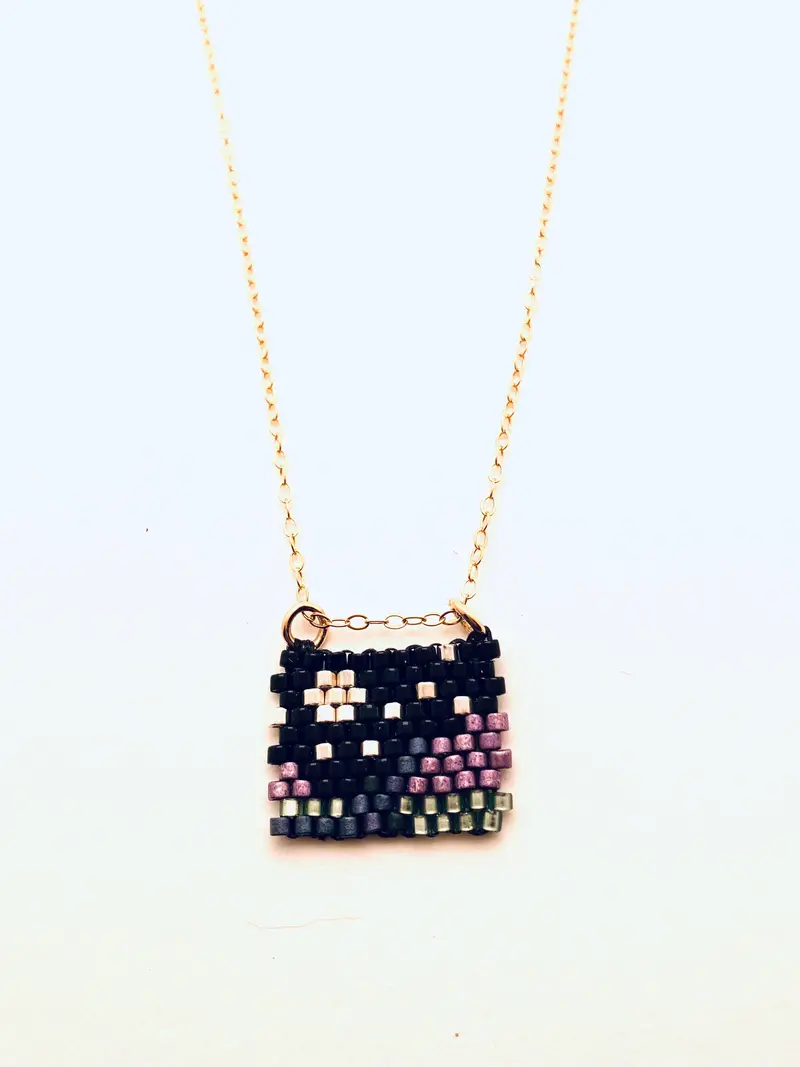 Starry Night Beaded Necklace – Black Sky Design 1