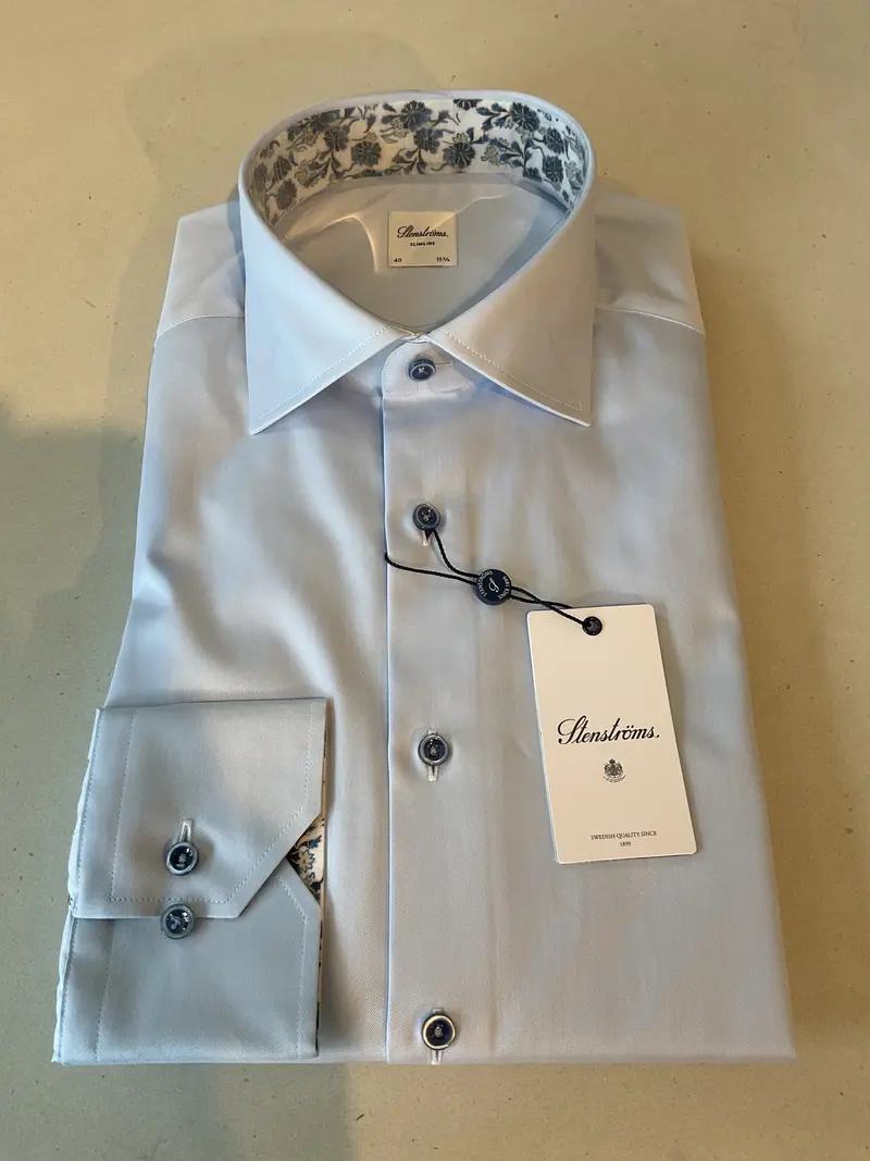 Stenstroms Classic Solid Blue Dress Shirt 1