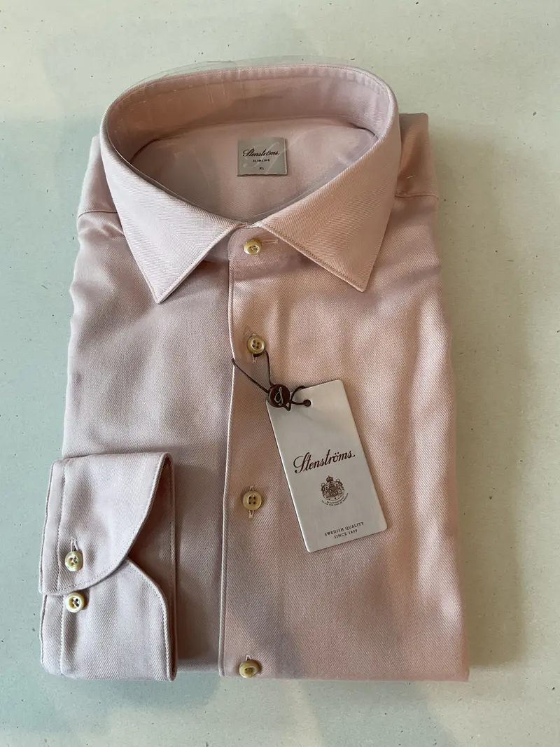 Stenstroms Pink Fishbone-Weave Dress Shirt 1