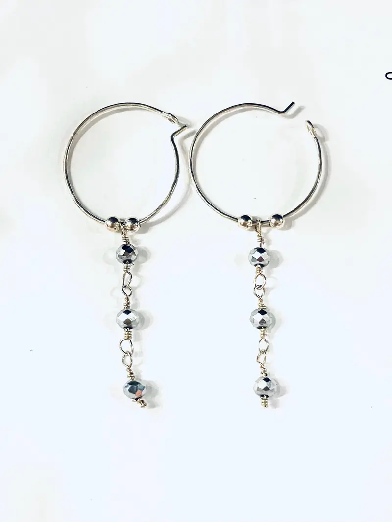 Sterling Silver Hoop Earrings With Brilliant Crystal Accents 1