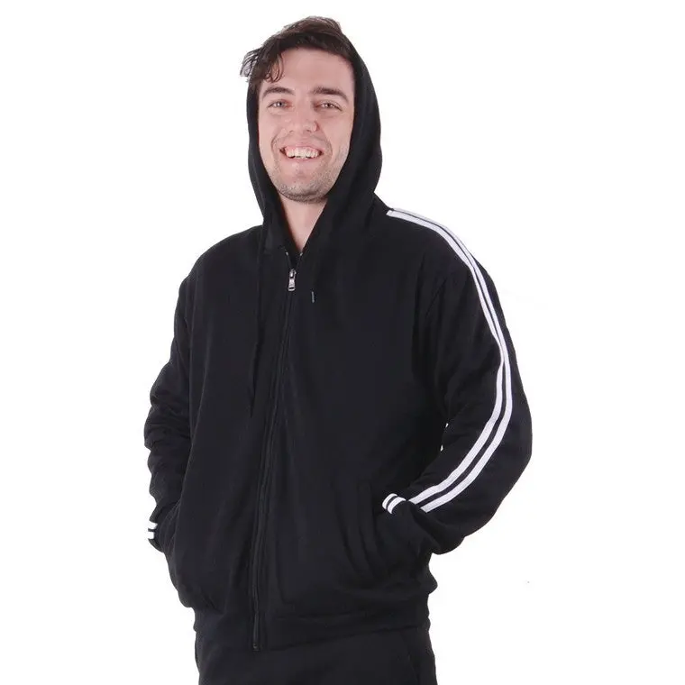 Striped Zip-Up Fleece Jacket – Black, Size Small 1