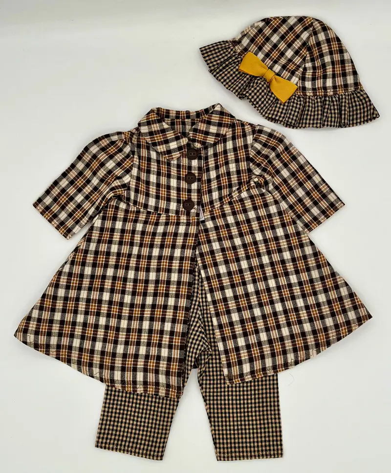 Three-Piece Doll Ensemble – Coordinating Coat, Hat, And Trousers 1