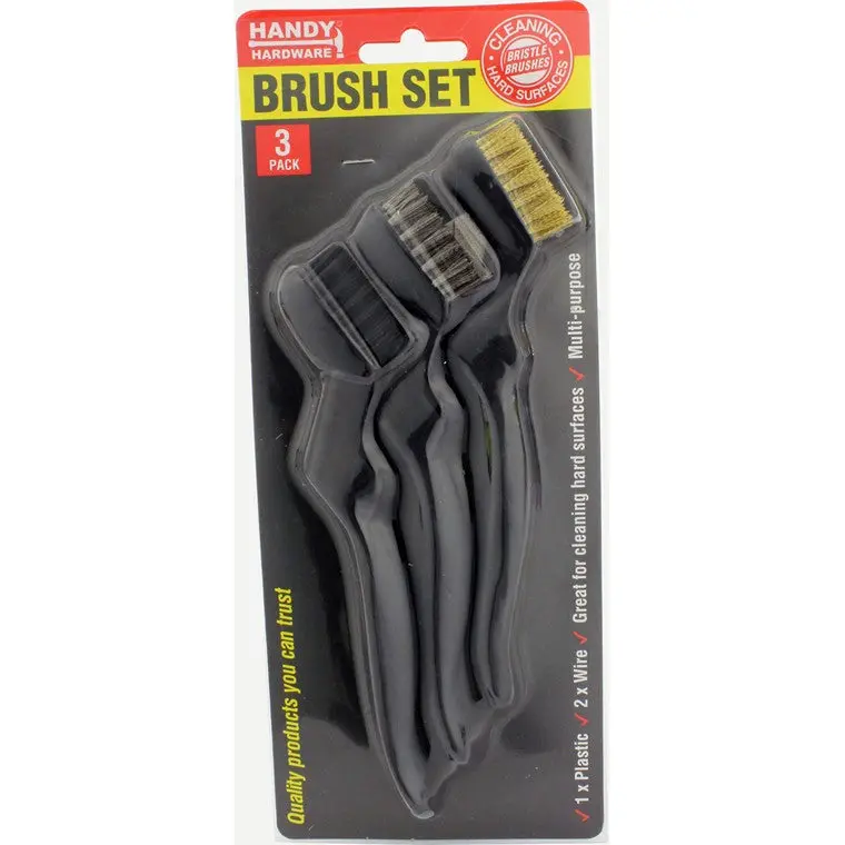 Three-Piece Wire Brush Set — Stiff Bristles For Rust & Debris Removal 1