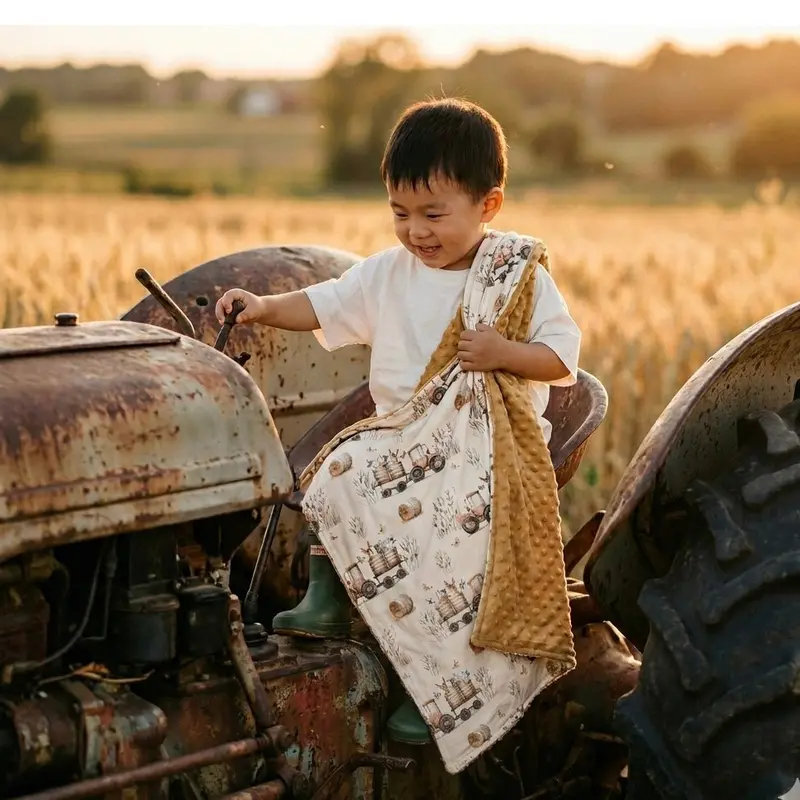 Tractor & Farm Animal Adventure Blanket 1