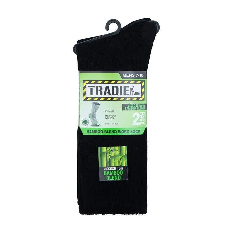 Tradie Men'S Bamboo Crew Socks – 2-Pack, Fits Sizes 7–10 1