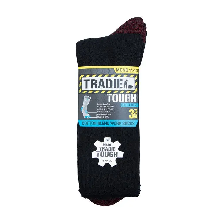 Tradie Men'S Cotton Crew Socks – 3-Pack, Fits Sizes 11–13 1