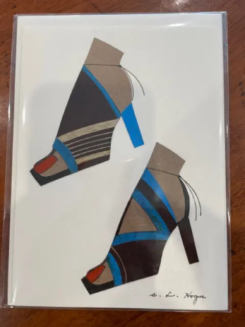 Turquoise-And-Brown Patterned Footwear Greeting Card 1