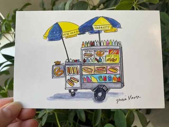 Vintage-Style Hot Dog Cart Postcard 1