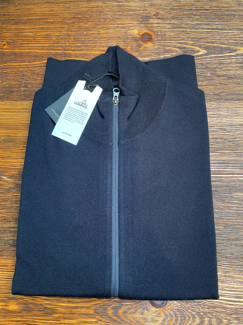 Wahts Pratt Blue Knit Zip Cardigan 1