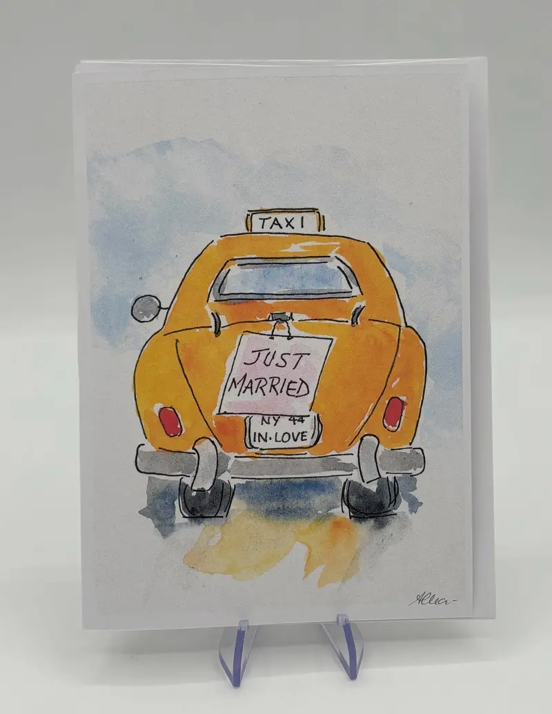 Wedding Taxi-Themed Celebration Card 1