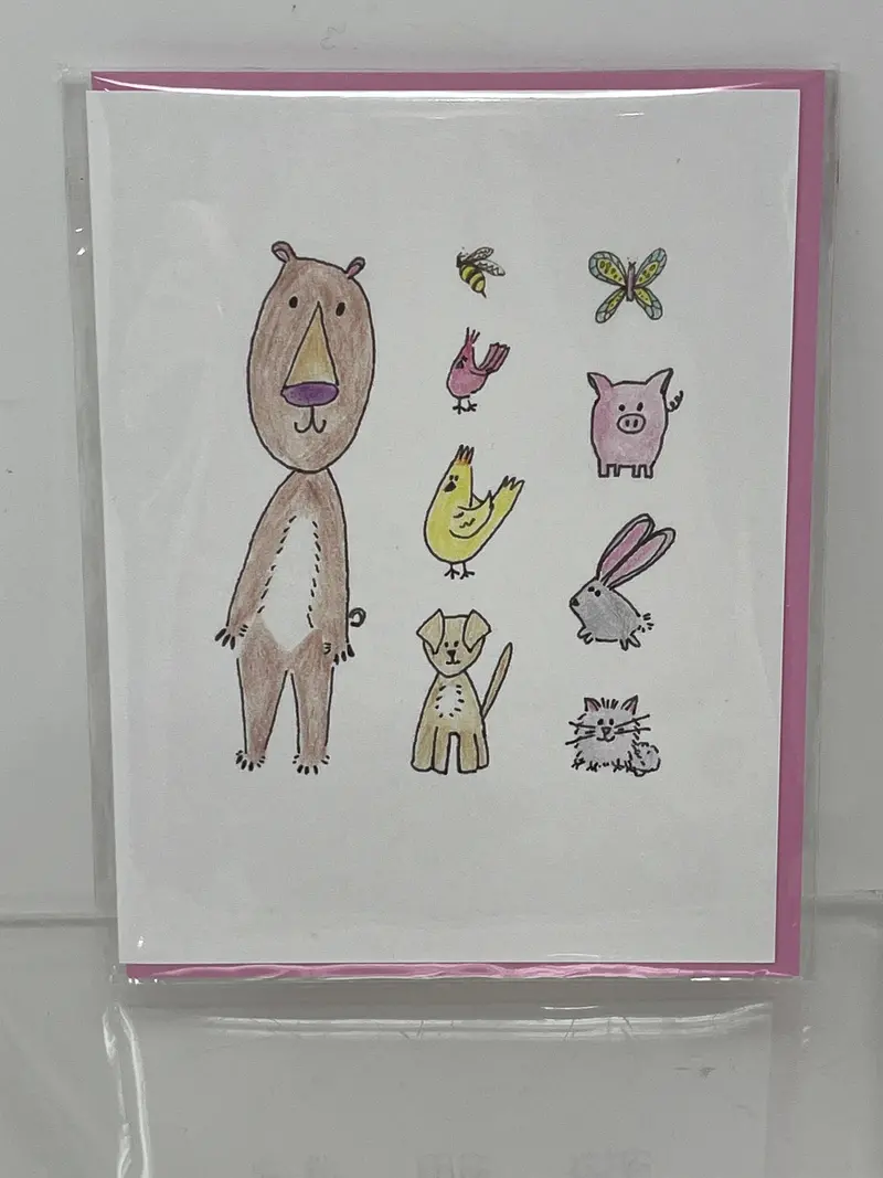 Whimsical Cute Creatures Illustrated Thank-You Card 1