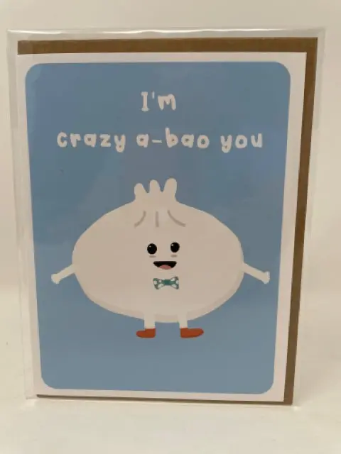Whimsical 'I’M Crazy A-Bao You' Affection Card 1