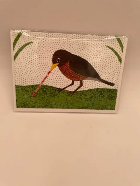 Whimsical Robin-And-Worm Illustrated Thank You Card 1