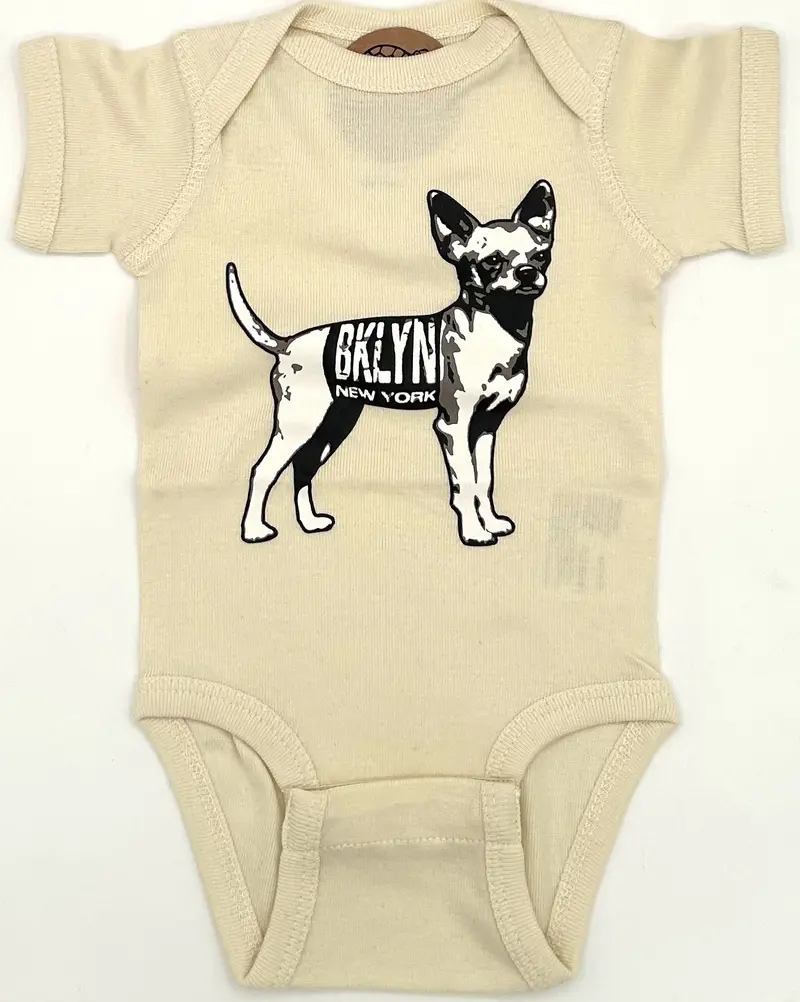 White Dog-Illustrated Newborn Onesie – Lightweight Cotton 1
