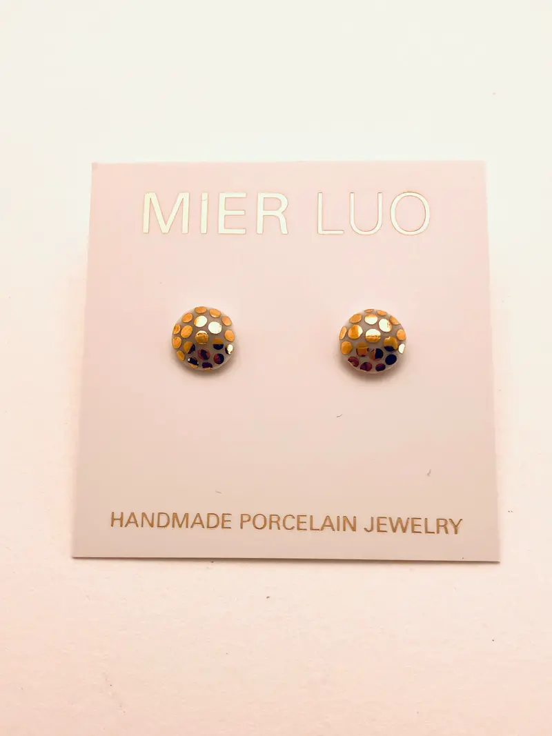 White Ladybug Flat Back Stud Earrings 1