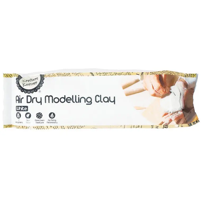 White Modelling Clay – 2Kg Non-Toxic, Reusable Sculpting Dough For Kids & Adults 1