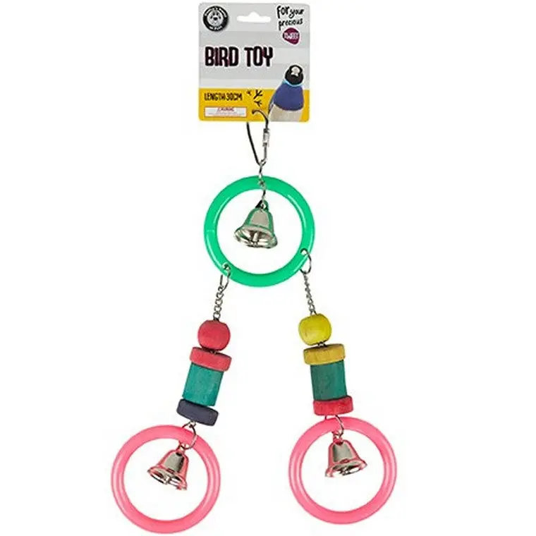 Wooden Block & Bell Interactive Bird Toy 1