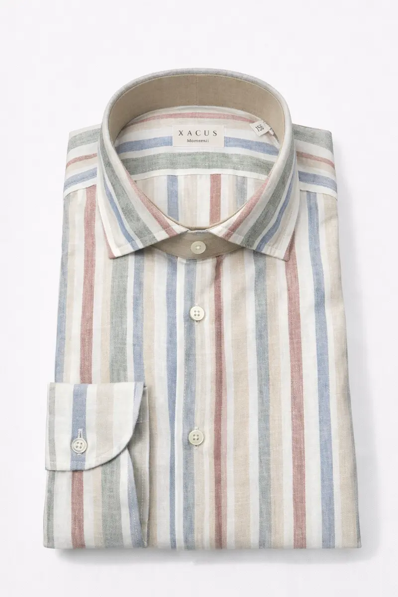 Xacus Linen Multi-Stripe Casual Shirt 1
