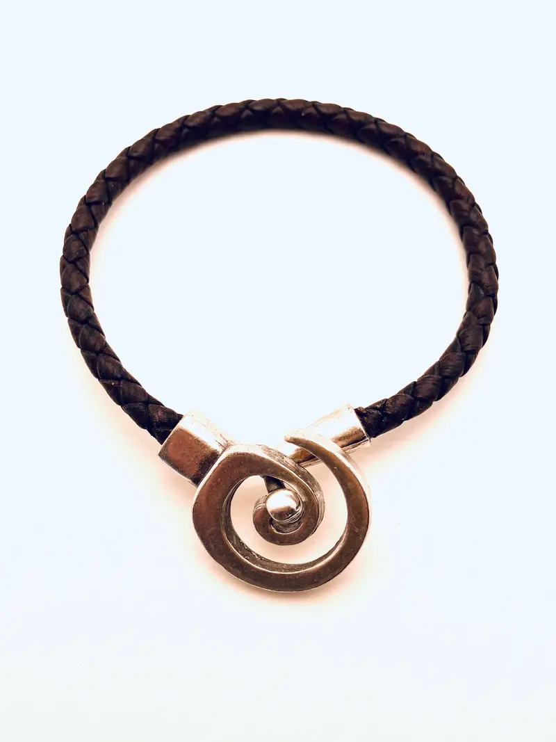 Zamak Spiral Accent Leather Bracelet 1