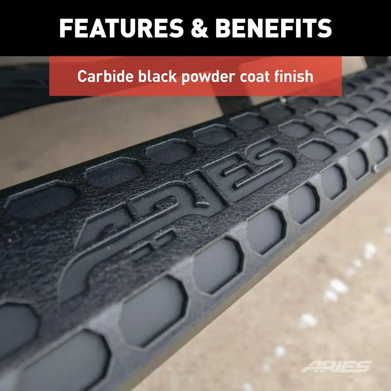 Aries Advantedge 5.5" X 75" Black Aluminum Side Steps – No-Drill Installation, Sleek Contoured Design 1